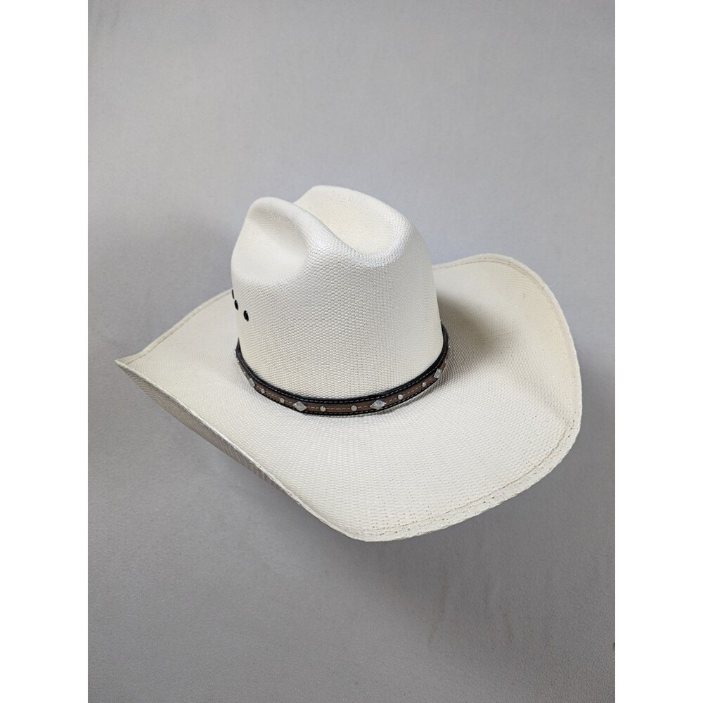Resistol Denison 7X Double R RR Straw Cowboy Hat Natural 6 7/8 Size Cattleman